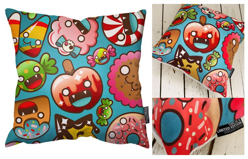 Pillows with kawaii print from kawaii designer Caramelaw