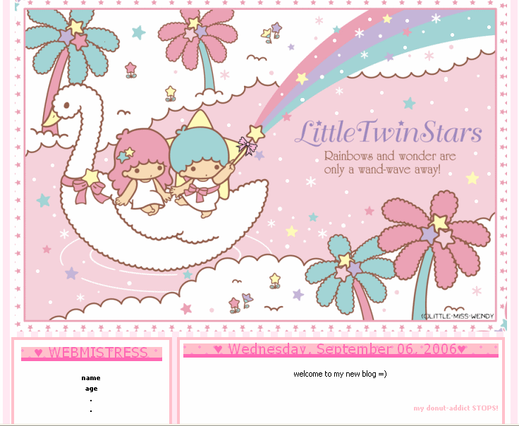 Twin Little Stars Sanrio Blogger Template in Pink and blue