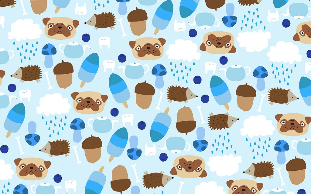 Kawaii Pug And Hedgehog Wallpaper By Ella Källman