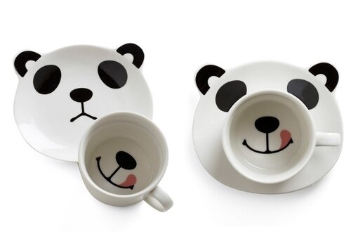 Panda Tea Cup Set Panda Plate Kitchen Kawaii