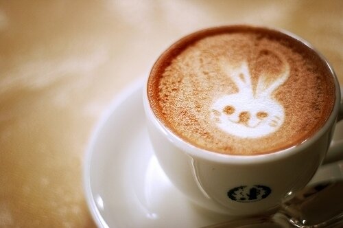 kawaii bunny coffee from a cute cafe 