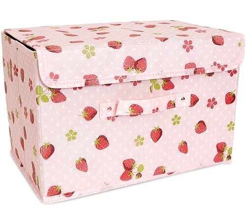 Pink Storage Box With Strawberrys Kawaii Interior