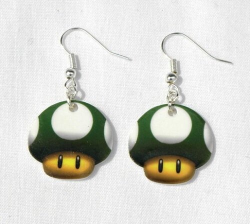 One Up Mushroom Earrings Nintendo Jewelry Girl Gamer kawaii game blog