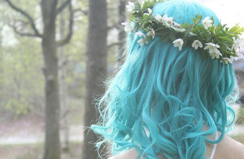 Blue Turqouise Hair With Japanese Buns Kawaii Hair