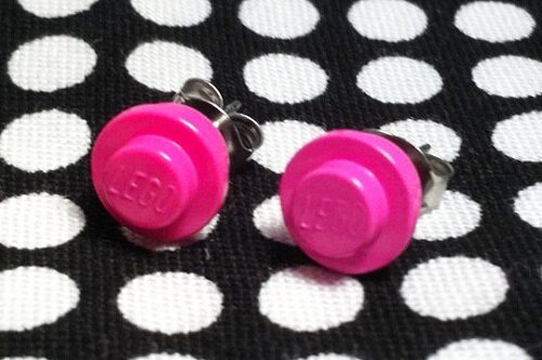 Lego Jewelry Pink Earrings Cute Toy jewelry Blog